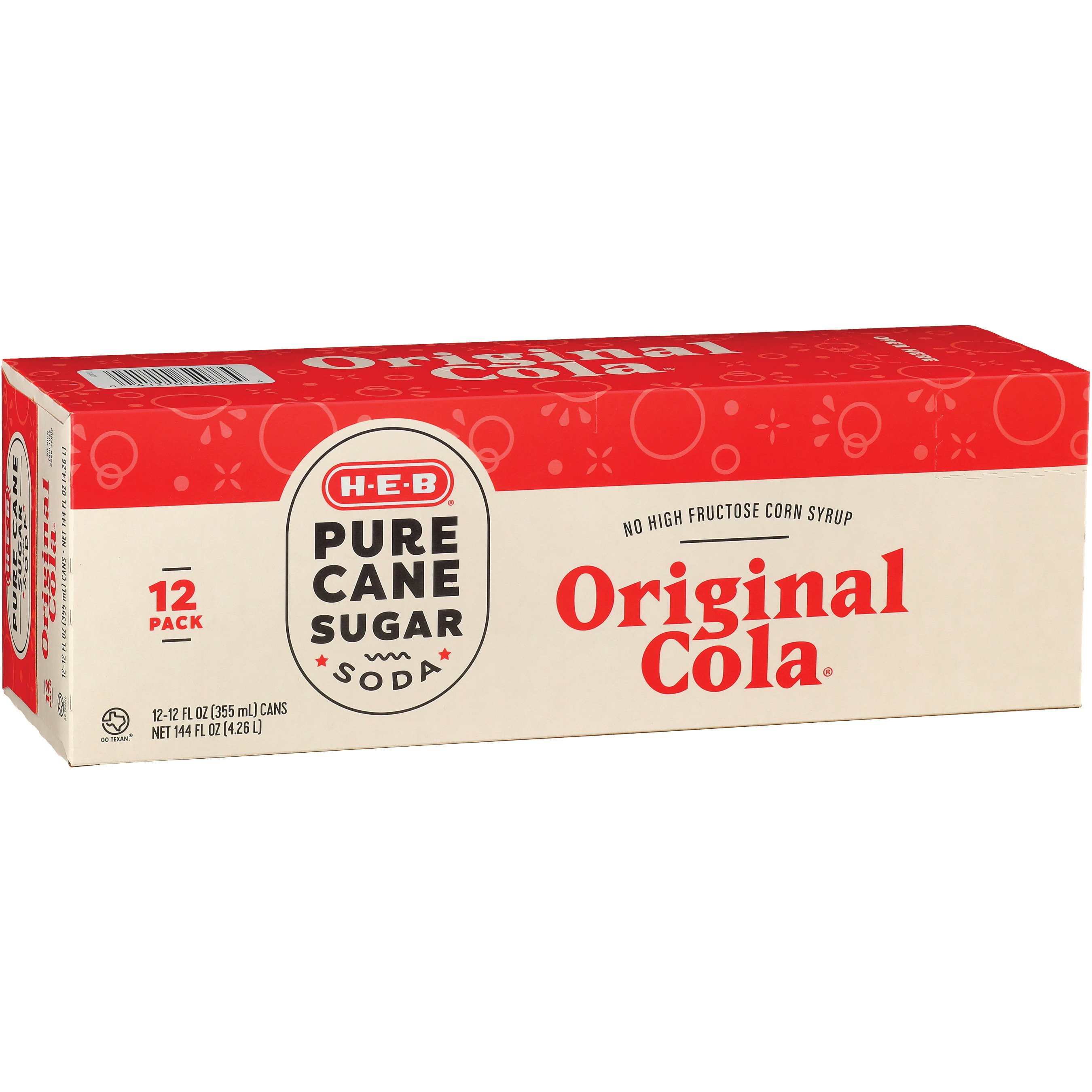 H-E-B Pure Cane Sugar Original Cola 12 Oz Cans - Shop Soda At H-E-B