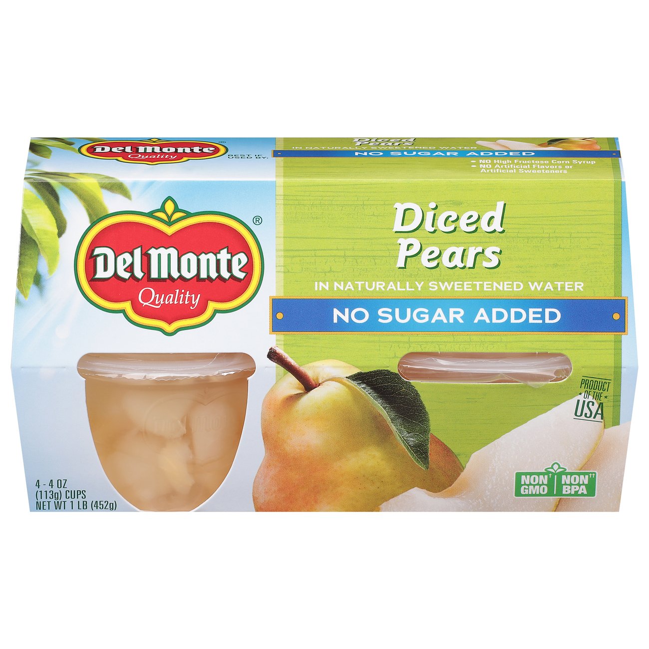 Del Monte No Sugar Added Diced Pears In Water Shop Pears At H E B