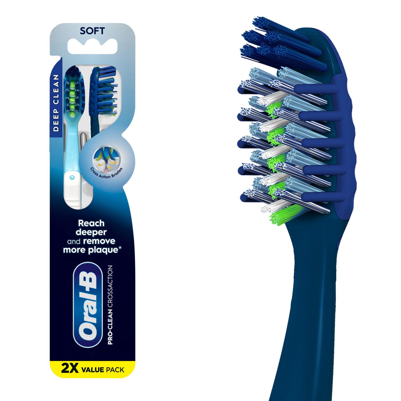 Oral-B Pro Clean Cross Action Toothbrushes - Deep Plaque Removal, Soft; image 1 of 10