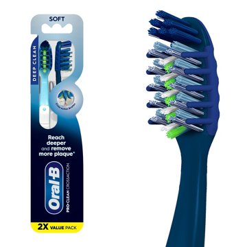 Oral-B Pro Clean Cross Action Toothbrushes - Deep Plaque Removal, Soft, 2 ct