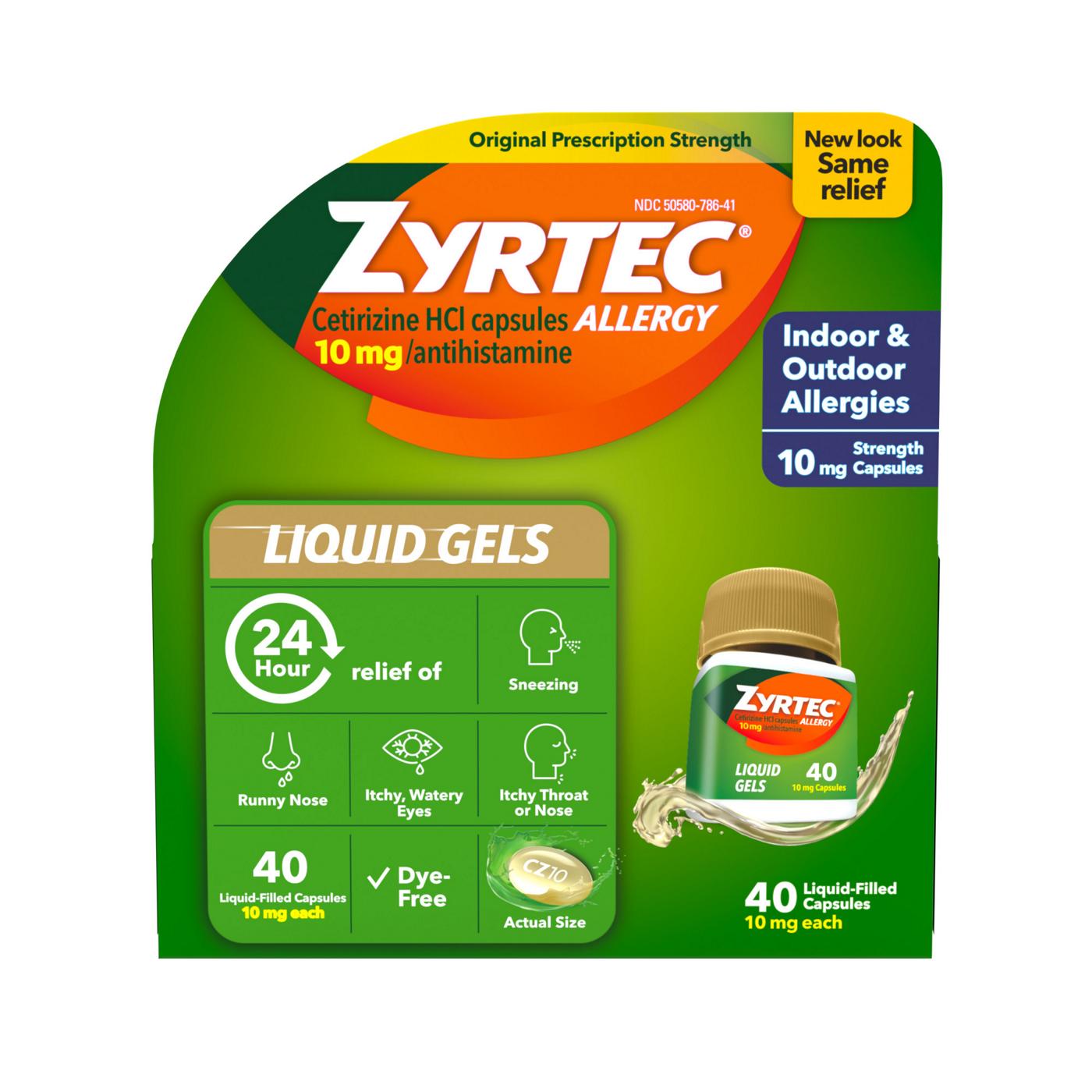 Zyrtec Allergy 24 Hour Relief Liquid Gels; image 1 of 6