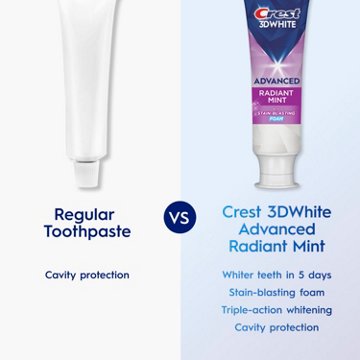 Crest 3DWhite Advanced Teeth Whitening Toothpaste - Radiant Mint, 2.4 oz