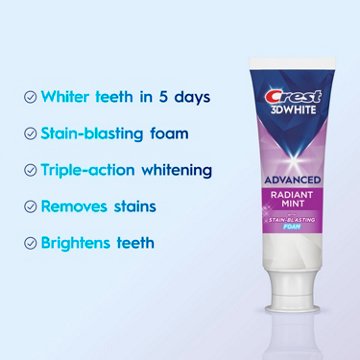 Crest 3DWhite Advanced Teeth Whitening Toothpaste - Radiant Mint, 2.4 oz
