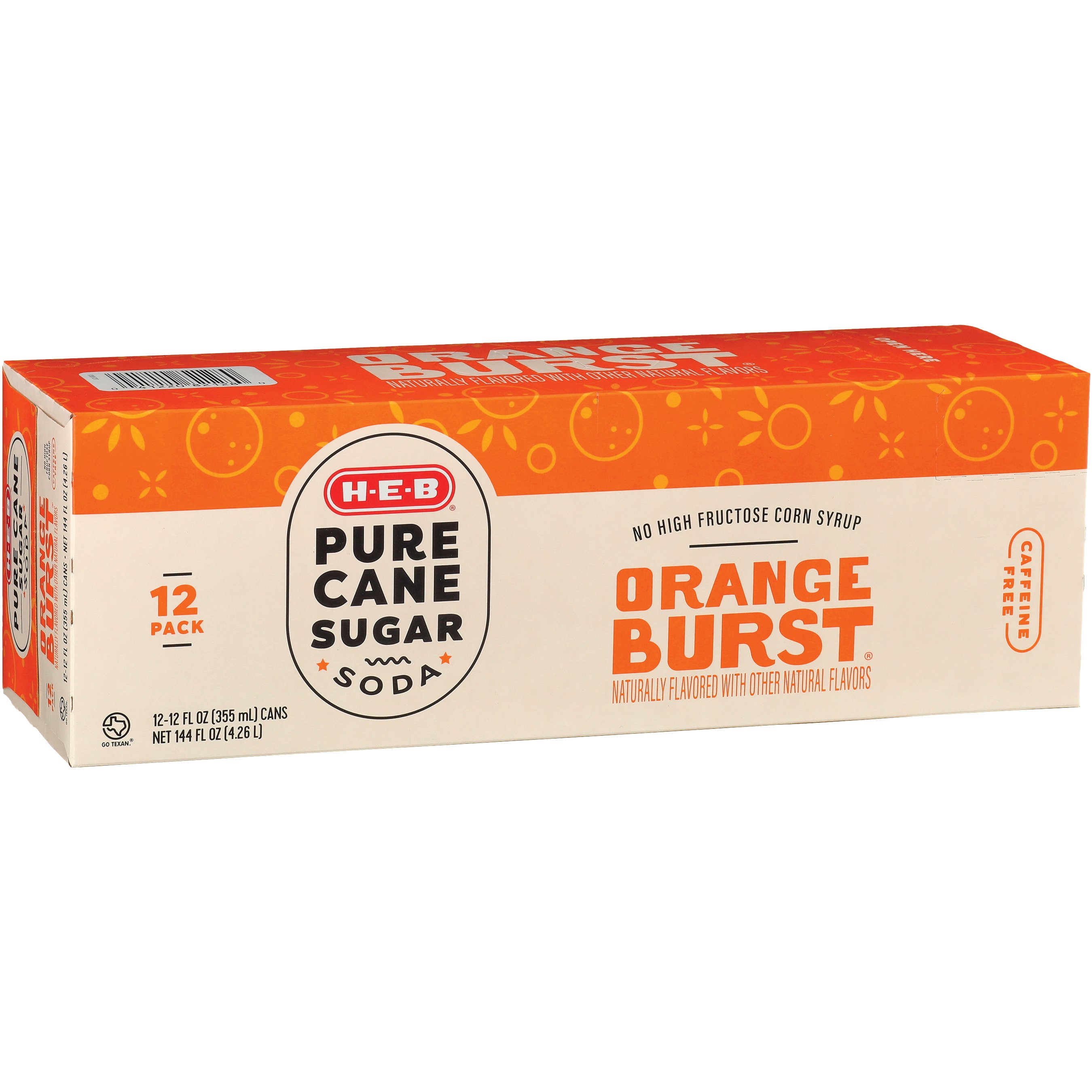 H-E-B Orange Burst Soda 12 pk Cans - Pure Cane Sugar - Shop Soda at H-E-B