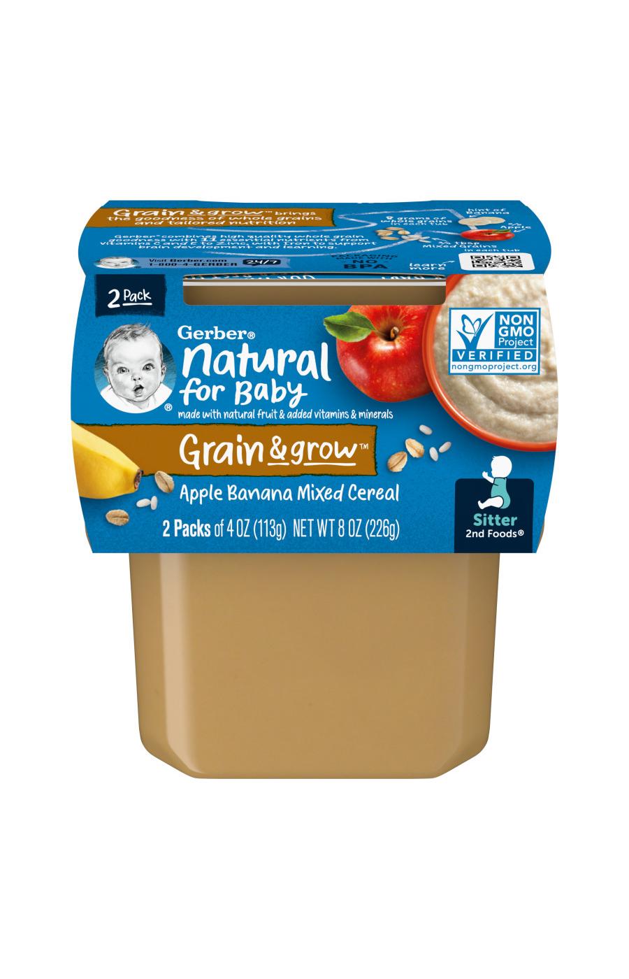 Gerber Natural for Baby Grain & Grow 2nd Foods - Apple Banana Mixed Cereal; image 1 of 8