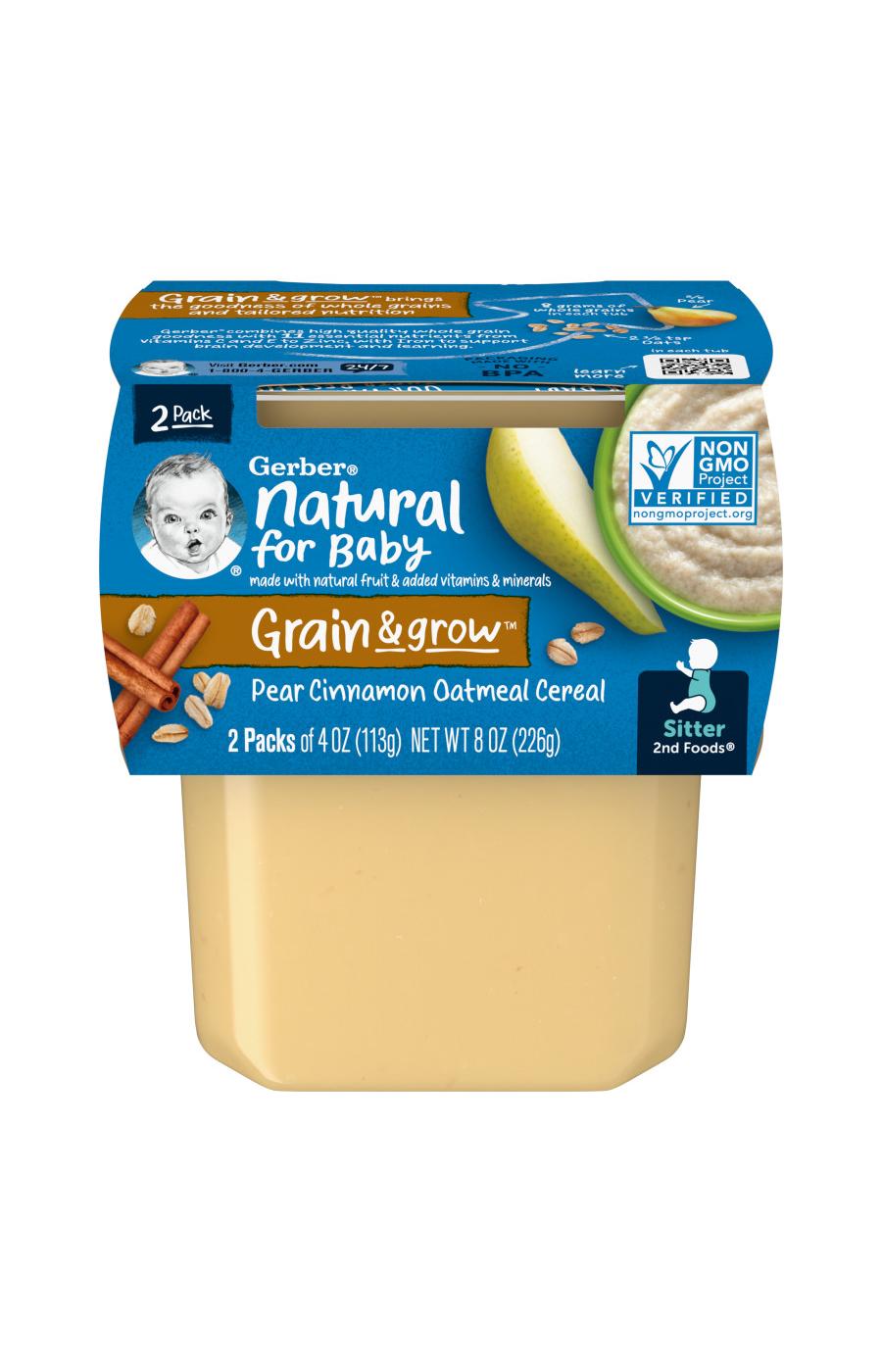 Gerber Natural for Baby Grain & Grow 2nd Foods - Pear Cinnamon & Oatmeal Cereal; image 1 of 8