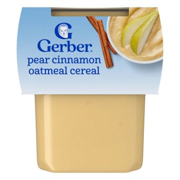 Gerber Stage 2 Baby Food - Pear Cinnamon Oatmeal Cereal, 4 oz Tubs