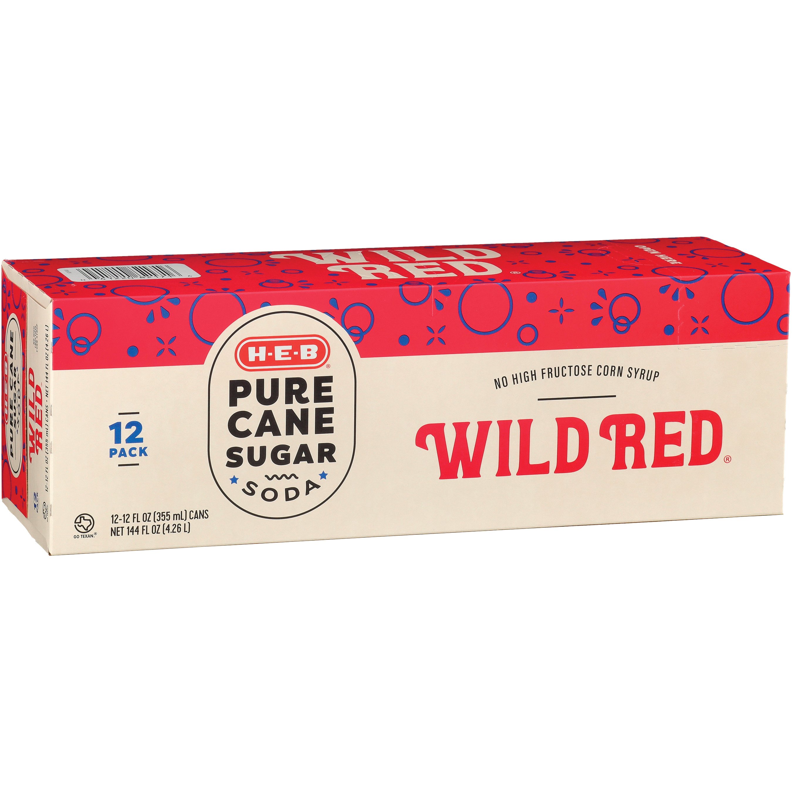 H-E-B Wild Red Soda 12 pk Cans - Pure Cane Sugar, 12 oz