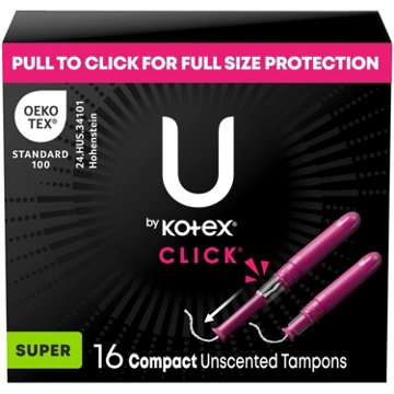 U By Kotex Click Compact Super Tampons, 16 ct