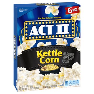 ACT II Kettle Corn Microwave Popcorn, 6 ct