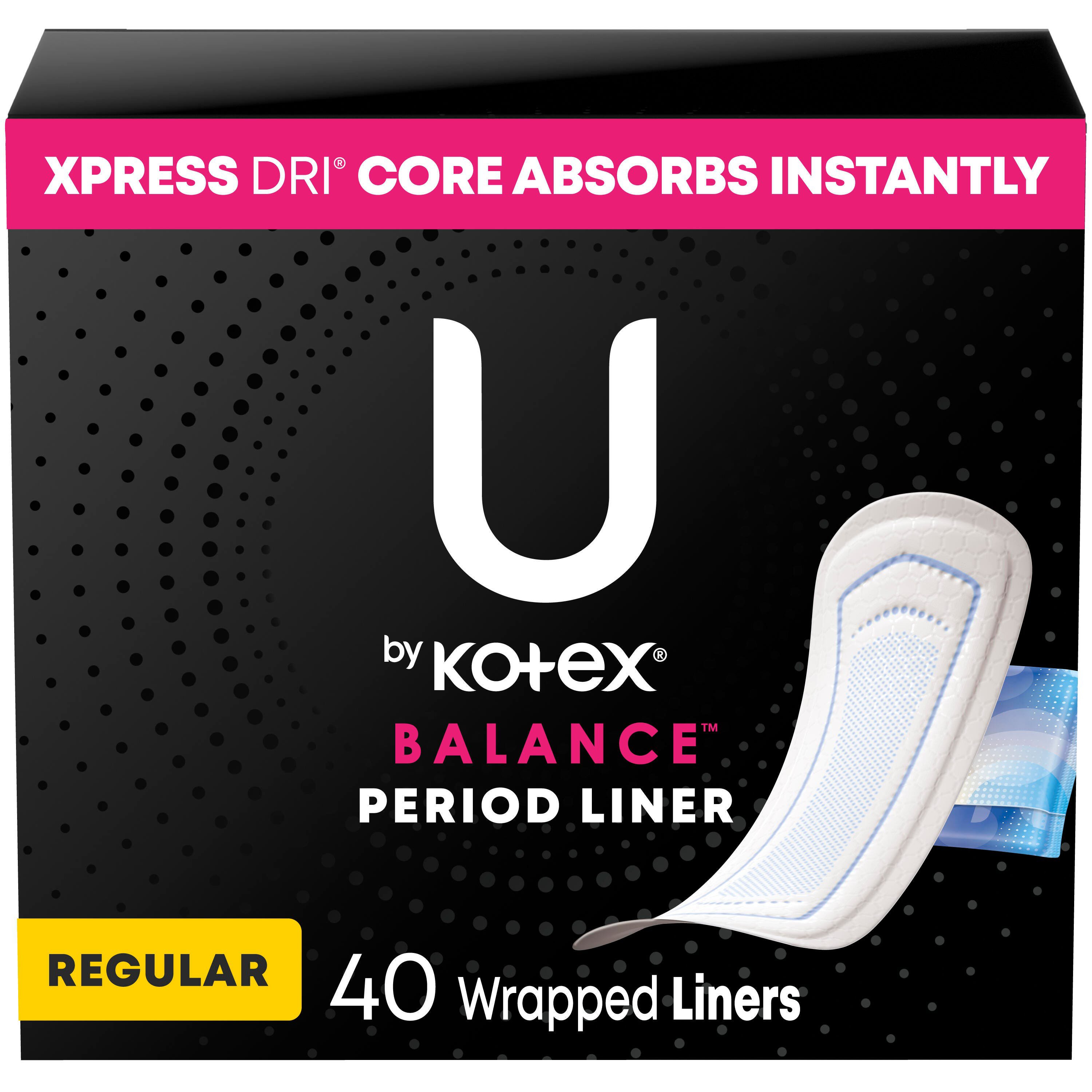 U by Kotex Balance Wrapped Panty Liners Regular Length Shop Pads