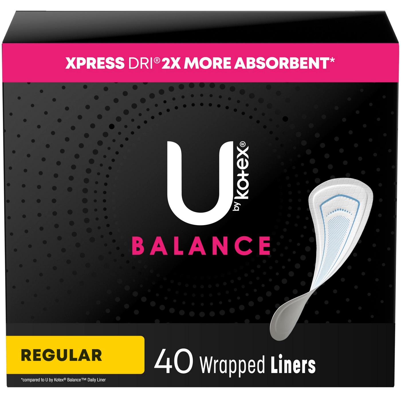 U by Kotex Balance Wrapped Panty Liners - Regular Length; image 1 of 8