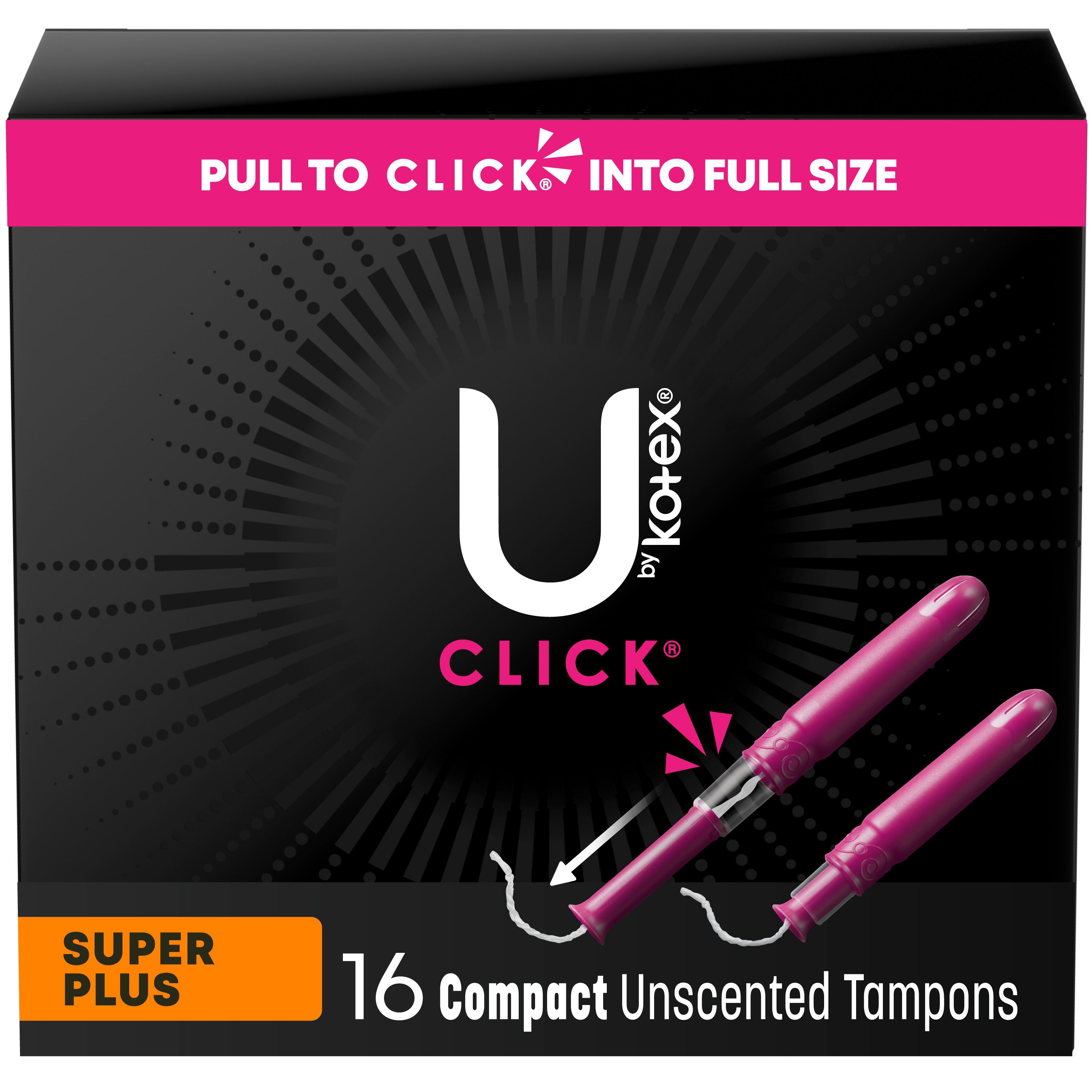 U by Kotex Click Compact Super Plus Tampons - Shop Tampons at H-E-B