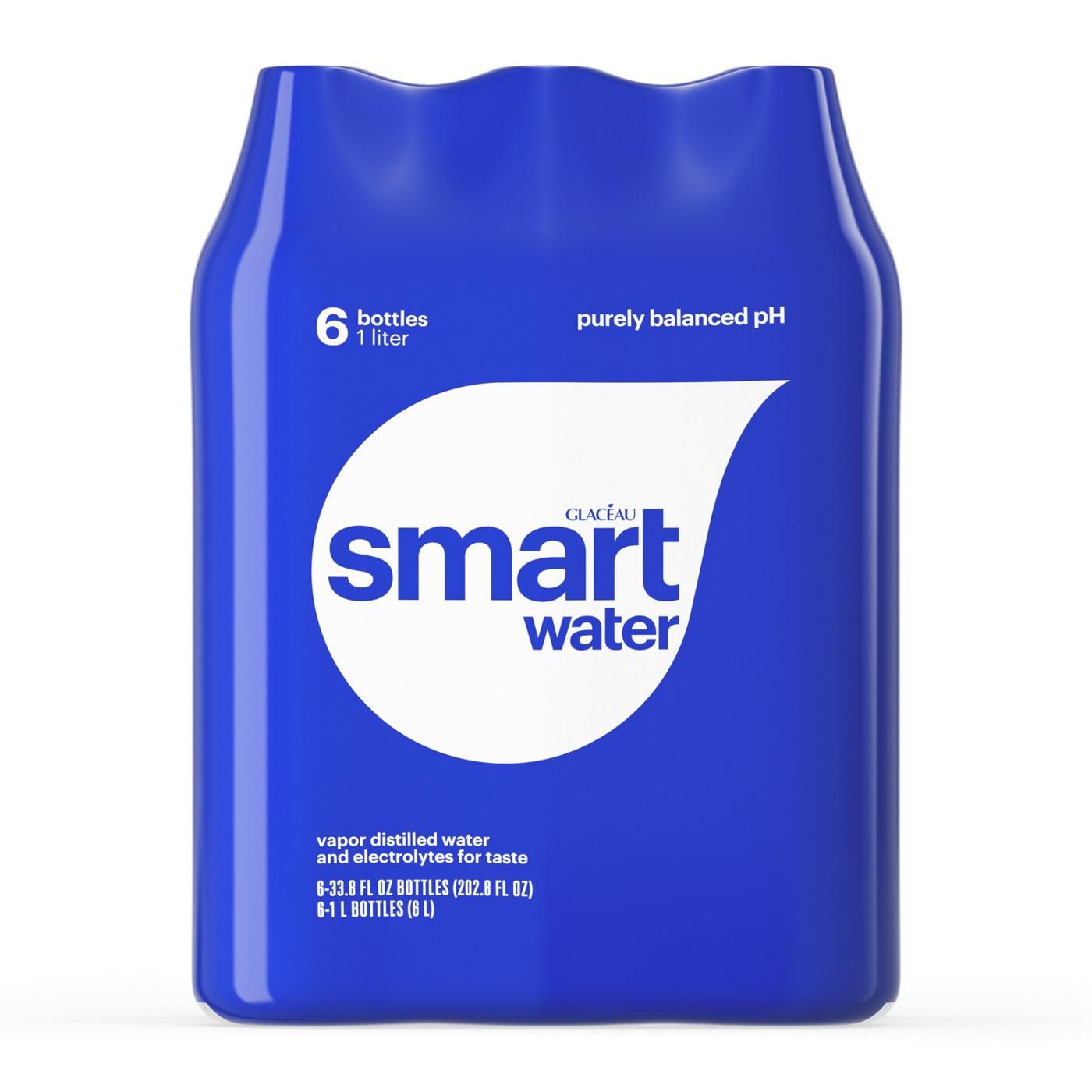 Glaceau Smartwater Vapor Distilled Electrolyte Water 1 L Bottles; image 1 of 7