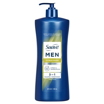Suave Men 3-in-1 Shampoo, Conditioner & Body Wash - Citrus Rush, 28 oz