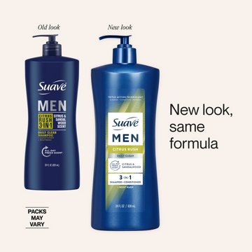 Suave Men 3-in-1 Shampoo, Conditioner & Body Wash - Citrus Rush, 28 oz