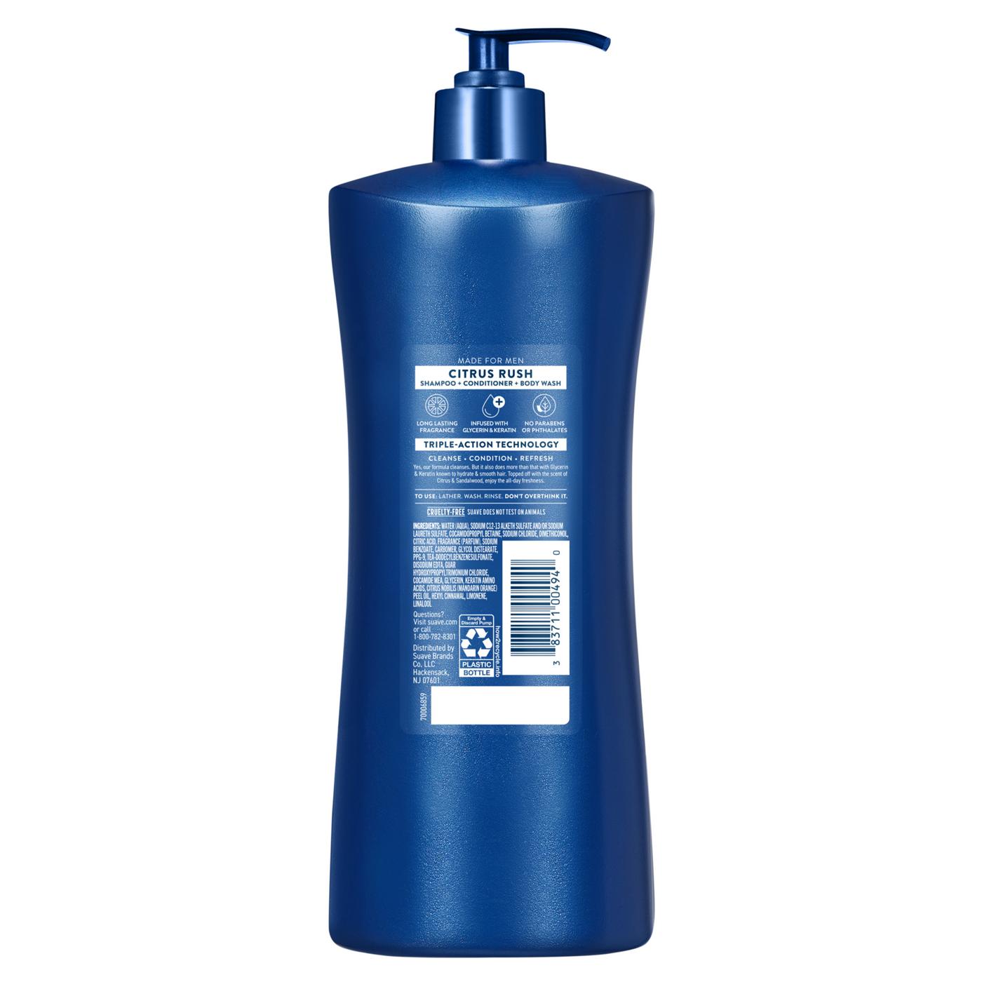 Suave Men 3-in-1 Shampoo, Conditioner & Body Wash - Citrus Rush; image 9 of 9