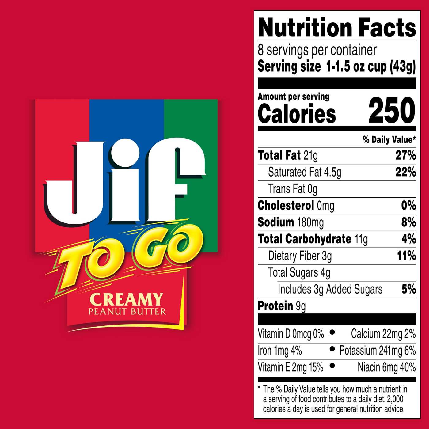Jif To Go Creamy Peanut Butter 8 pk Cups; image 2 of 5