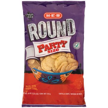 H-E-B Round Yellow Corn Tortilla Chips - Party Size, 18 oz