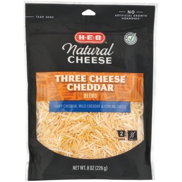 H-E-B Three Cheddar Shredded Cheese Blend, 8 oz