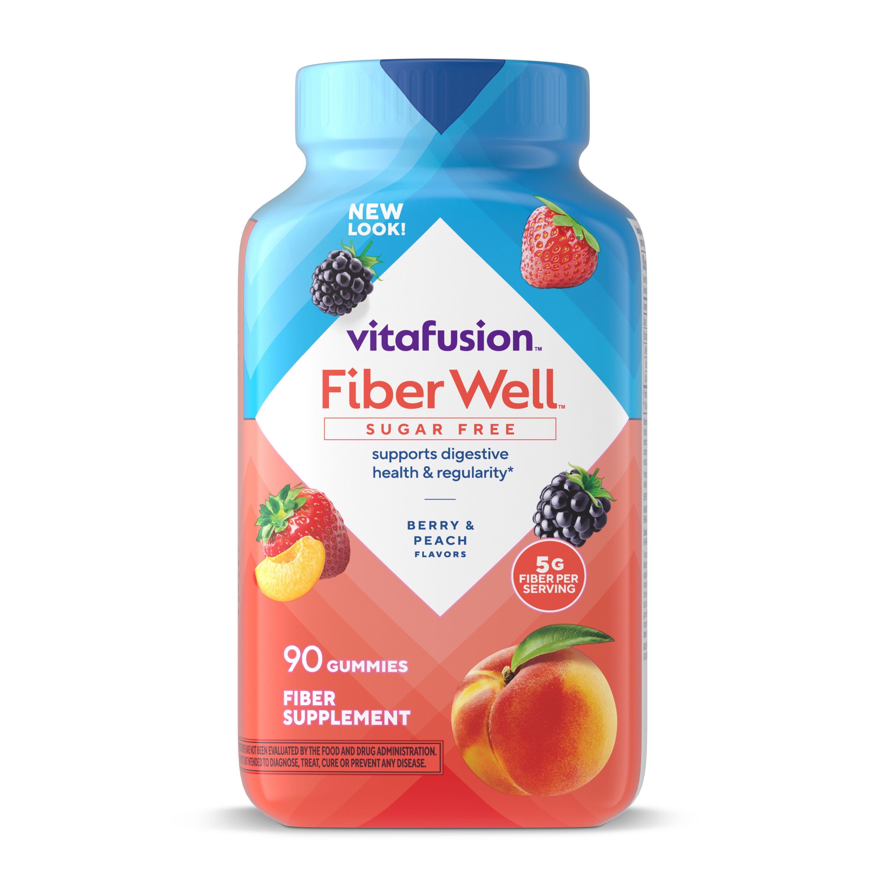 Vitafusion Fiber Well Sugar Free Gummies - Peach, Strawberry, & Berry, 90 ct