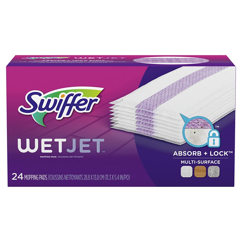 2 Pack Swiffer Wetjet Hardwood Mop Pad Refills for Floor Mopping and Cleaning All Purpose Multi Surface Floor Cleaning Product 24 Count