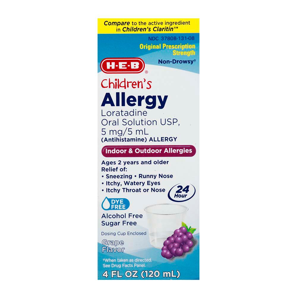 H-E-B Children's Non-Drowsy 24 Hr Allergy 5 mg Antihistamine Liquid - Grape, 4 oz