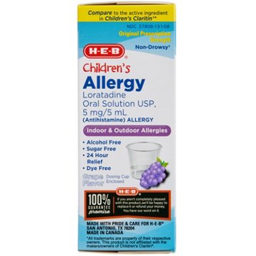 H-E-B Children's Non-Drowsy 24 Hr Allergy 5 mg Antihistamine Liquid - Grape, 4 oz