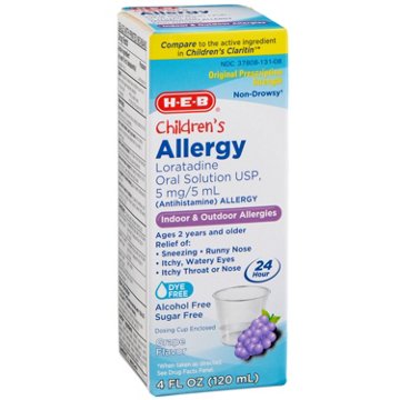 H-E-B Children's Non-Drowsy 24 Hr Allergy 5 mg Antihistamine Liquid - Grape, 4 oz