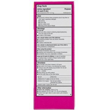 H-E-B Children’s Allergy Relief Diphenhydramine  Liquid – Cherry Flavor, 8 oz