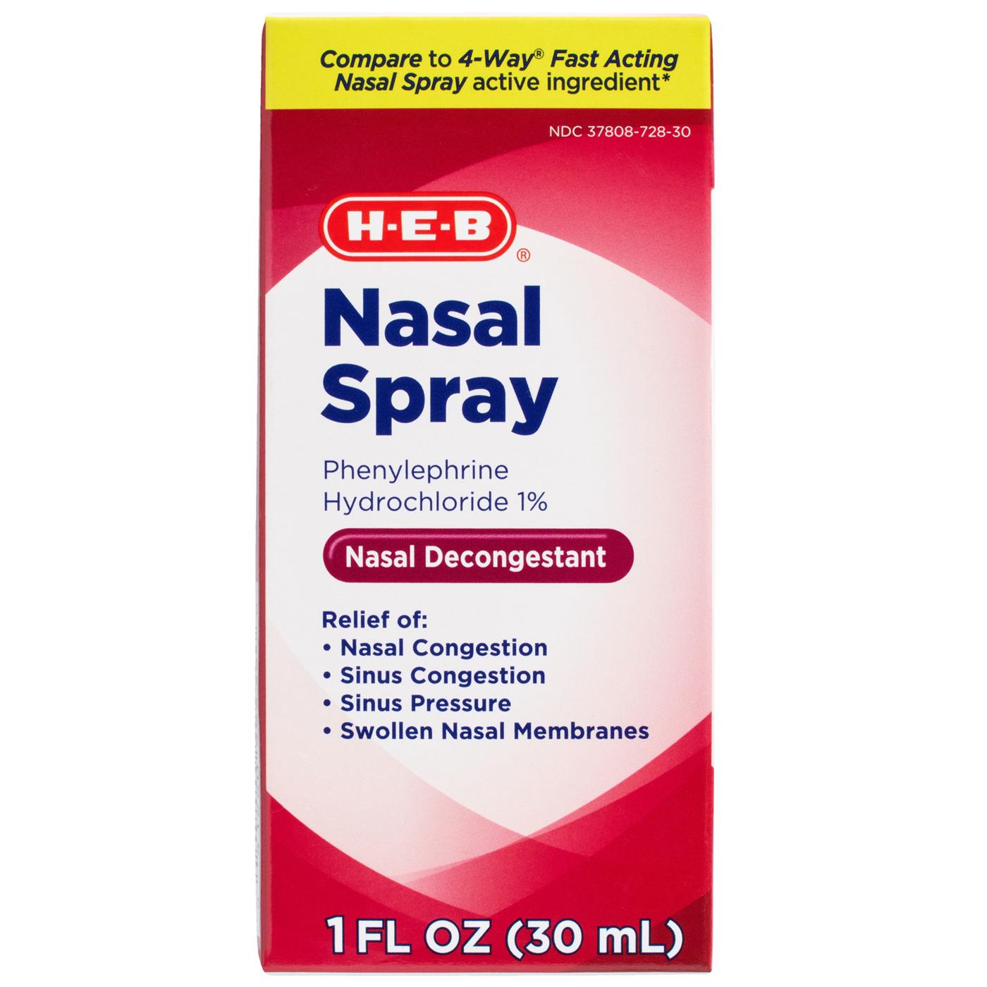 H-E-B Nasal Spray Phenylephrine Hydrochloride  Decongestant; image 1 of 6