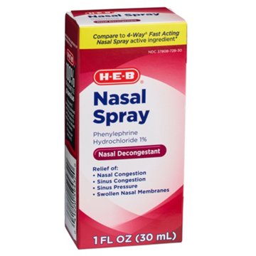 H-E-B Nasal Spray Phenylephrine Hydrochloride  Decongestant, 1 oz