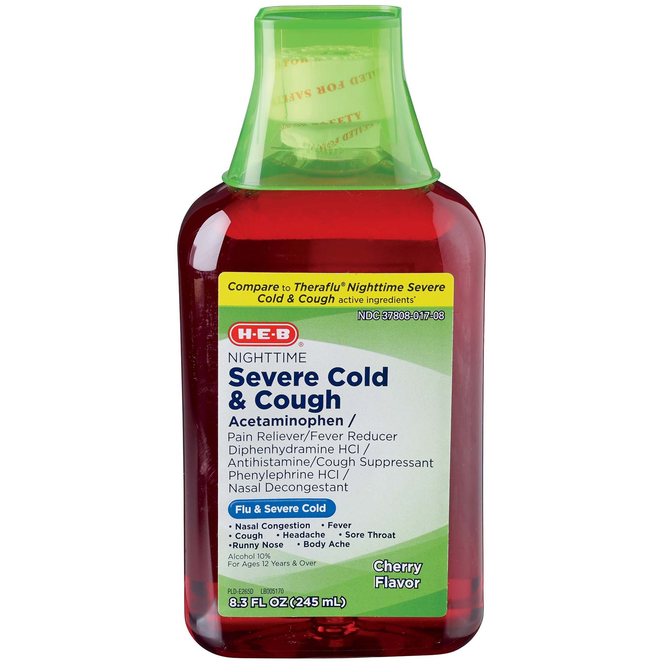 H-E-B Nighttime Severe Cold & Cough Relief Cherry Flavor - Shop Cough ...