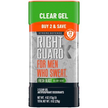 Right Guard Xtreme Defense Men's Antiperspirant Gel Deodorant - Fresh Blast, 2 pk
