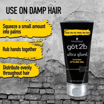 Got2b Ultra Glued Invincible Styling Hair Gel, 6 oz