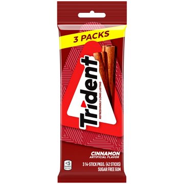 Trident Cinnamon Sugar Free Chewing Gum, 3 pk, 42 pc