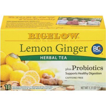 Bigelow Lemon Ginger Herb Plus Probiotics Tea Bags, 18 ct