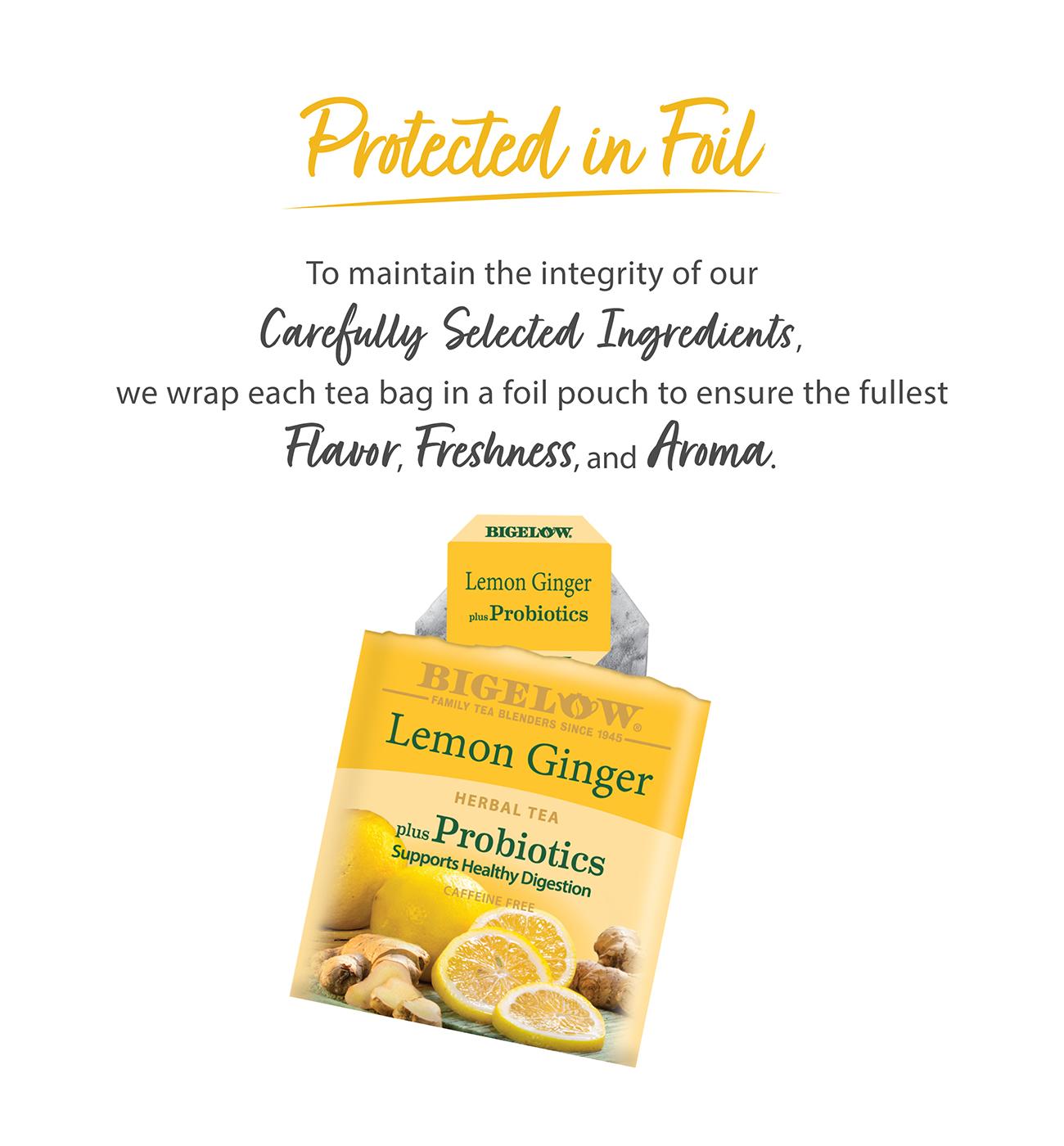 Bigelow Lemon Ginger Herb Plus Probiotics Tea Bags; image 7 of 8