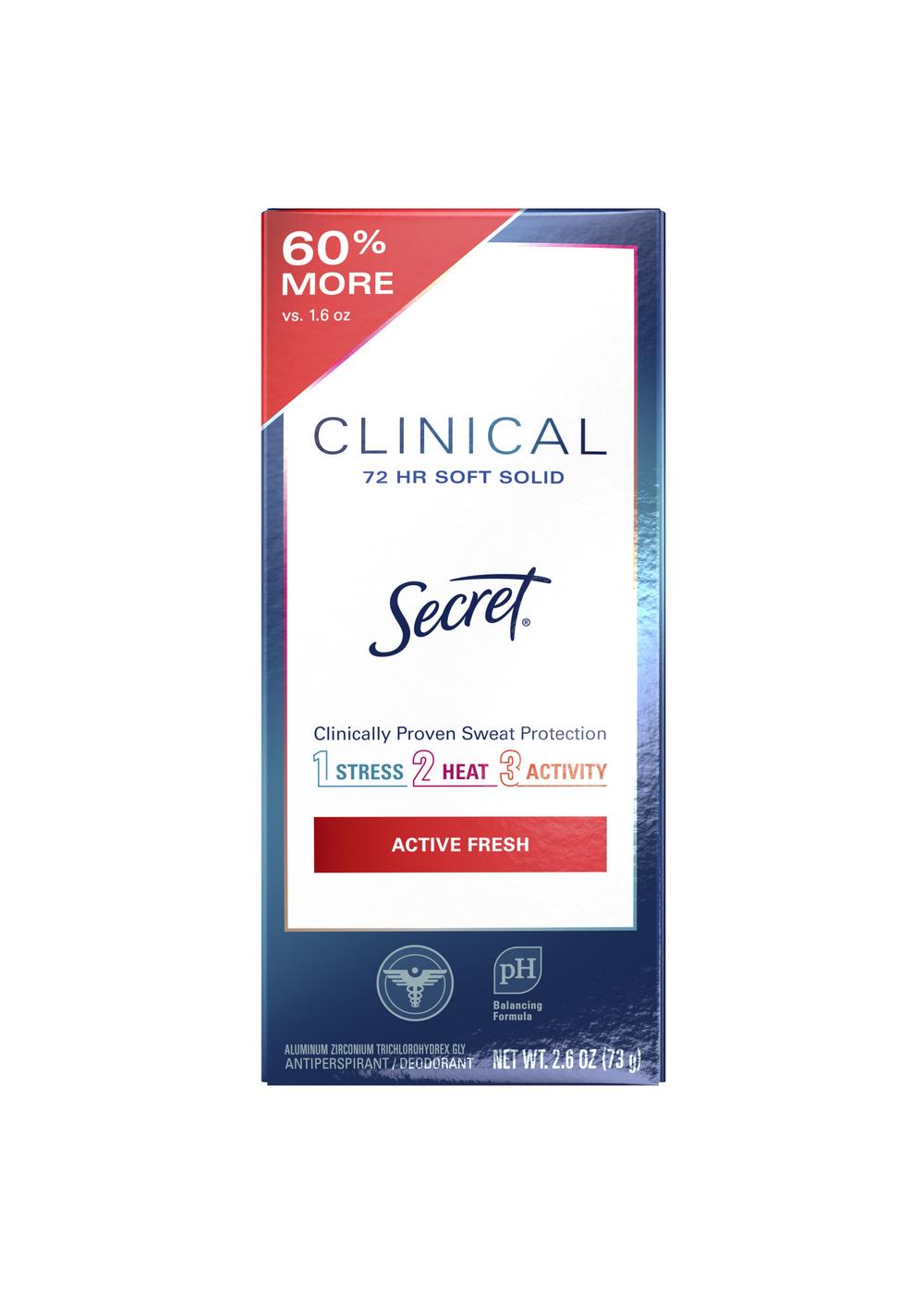 Secret Clinical Strength 72 Hr Soft Solid Antiperspirant Deodorant - Active Fresh; image 1 of 7