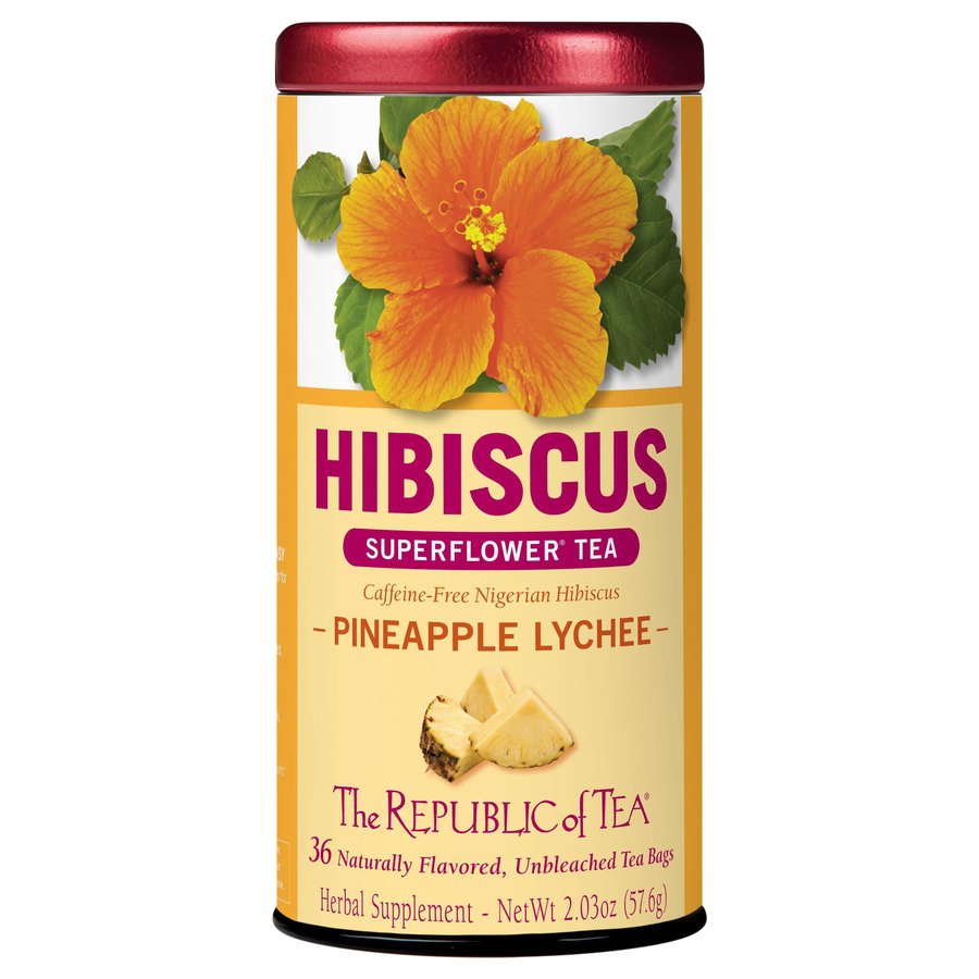 The Republic of Tea Superflower Hibiscus Pineapple Lychee CaffeineFree