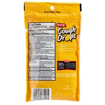 H-E-B Sugar Free Cough Drops – Honey Lemon, 25 ct