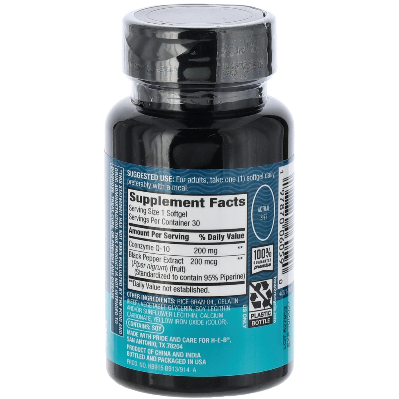 H-E-B Vitamins Extra Strength Co Q-10 200 mg Softgels; image 2 of 2