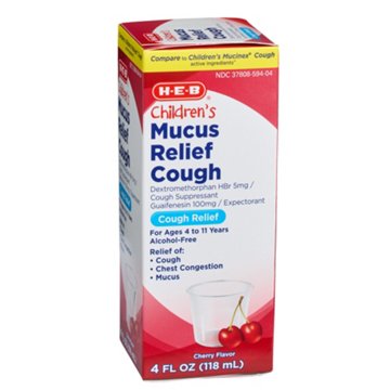 H-E-B Children’s Mucus Relief & Cough Liquid – Cherry Flavor, 4 oz