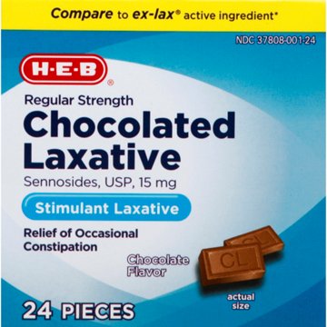 H-E-B Regular Strength Chocolated Laxative Sennosides 15 mg, 24 ct