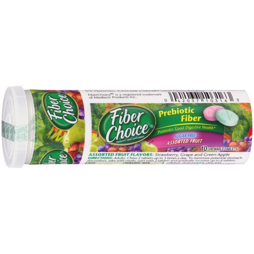 Fiber Choice Sugar Free Fiber Supplement Assorted Fruit Flavor Chewable