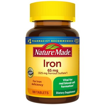 Nature Made Iron 65 mg Tablets, 180 ct