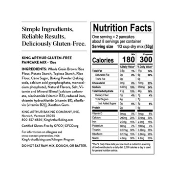 King Arthur Gluten Free Pancake Mix, 15 oz