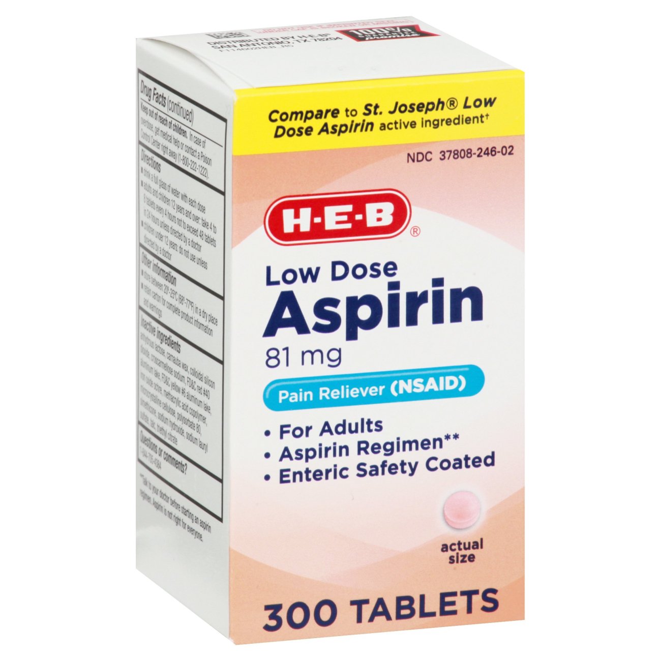 HEB Aspirin Low Strength 81 mg Enteric Coated Tablets Shop Pain