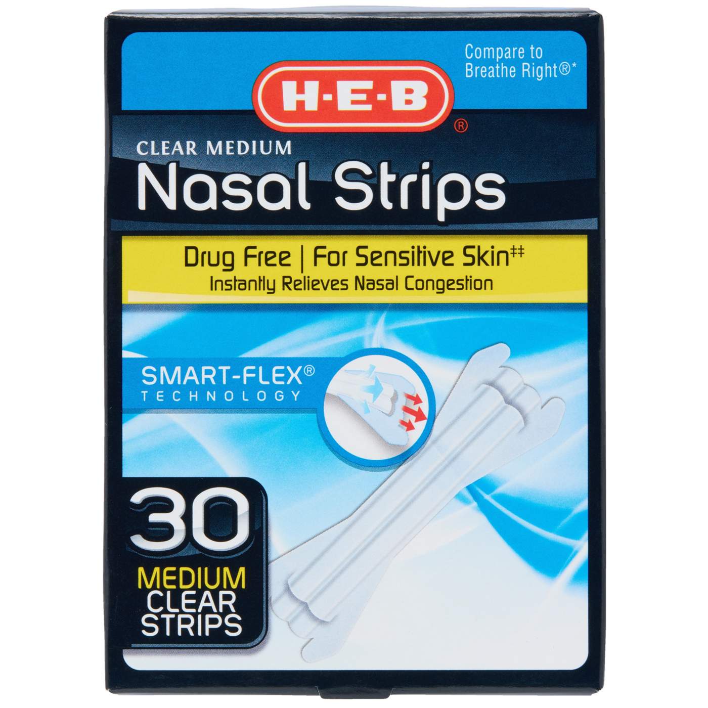 H-E-B Clear Nasal Strips - Medium; image 1 of 5