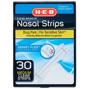 H-E-B Clear Nasal Strips - Medium, 30 ct